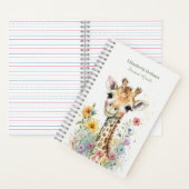 Waterverf Leuke Giraffe met Bloemen Notitieboek (Binnen)