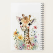 Waterverf Leuke Giraffe met Bloemen Notitieboek (Achterkant)