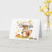 Waterverf Leuke herfst eekhoorn Kaart (Gele Bloem)