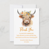 waterverf Leuke Highland koe Kalf baby shower Bedankkaart (Voorkant)