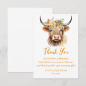 waterverf Leuke Highland koe Kalf baby shower Bedankkaart (Voorkant / Achterkant)