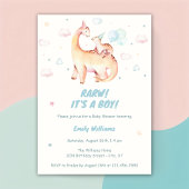 Waterverf Leuke Jongen Dinosaur Rawr Baby shower Kaart