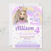 Waterverf leuke prinses verjaardagsuitnodiging kaart (Voorkant)