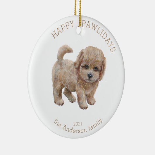 waterverf leuke puppy pawliday keramisch ornament (Rechts)