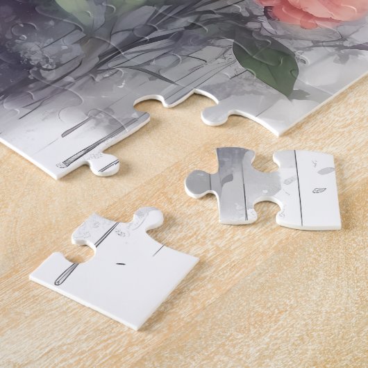 Waterverf Leuke rendieren bloemenpuzzel bos Legpuzzel (Zijkant)