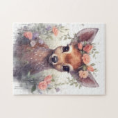 Waterverf Leuke rendieren bloemenpuzzel bos Legpuzzel (Horizontaal)