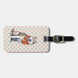 Waterverf Leuke Siberische Husky Dog Bagagelabel