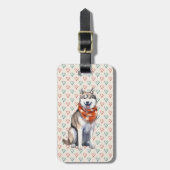 Waterverf Leuke Siberische Husky Dog Bagagelabel (Voorkant verticaal)