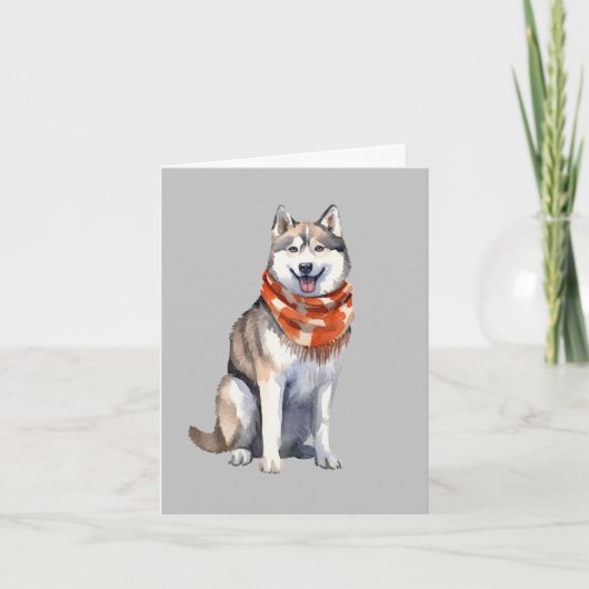 Waterverf Leuke Siberische Husky Dog Bedankkaart (Voorkant)