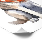 Waterverf Leuke Siberische Husky Dog Foto Afdruk (Hoek)