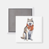 Waterverf Leuke Siberische Husky Dog Magneet (Voorkant / Achterkant)