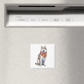 Waterverf Leuke Siberische Husky Dog Magneet (Insitu (Vaatwasser))