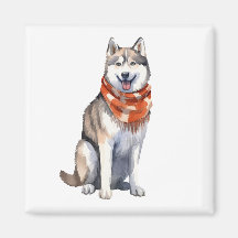 Waterverf Leuke Siberische Husky Dog