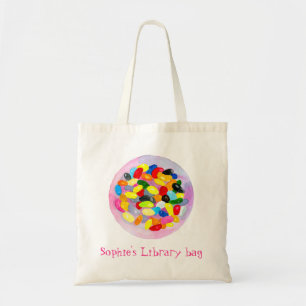 Waterverf Leuke snoep Jelly Bibliotheeknaam Tote Bag