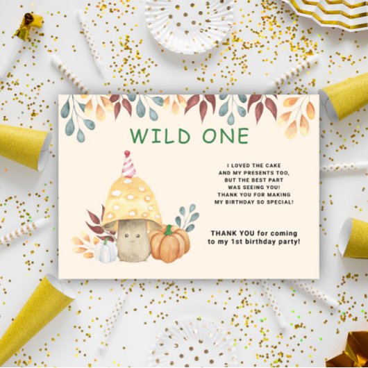 Waterverf leuke vlieg agaric eerste verjaardagsfee bedankkaart