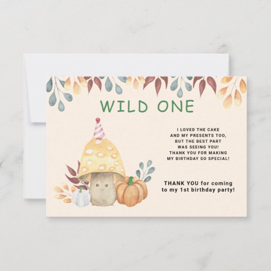 Waterverf leuke vliegenzwam eerste verjaardagsfees bedankkaart (Voorkant)