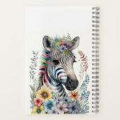 Waterverf Leuke Zebra met Bloemen Notitieboek (Achterkant)