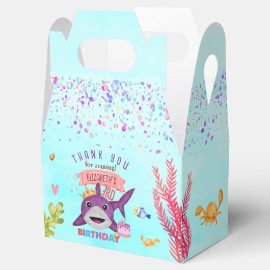 Waterverf Leukste verjaardagshaai verjaardagsfeest Bedankdoosjes (Geopend)