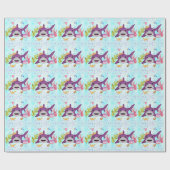 Waterverf Leukste verjaardagshaai verjaardagsfeest Cadeaupapier (Vlak)