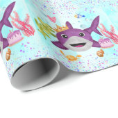 Waterverf Leukste verjaardagshaai verjaardagsfeest Cadeaupapier (Rol Hoek)