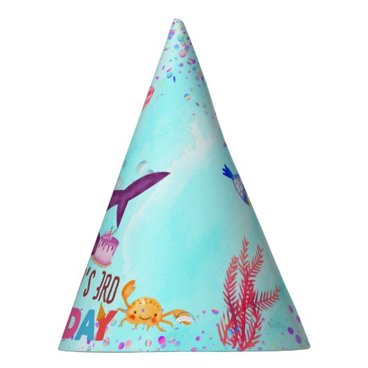 Waterverf Leukste verjaardagshaai verjaardagsfeest Feesthoedjes (Rechts)