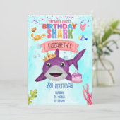 Waterverf Leukste verjaardagshaai verjaardagsfeest Kaart (Staand voorkant)