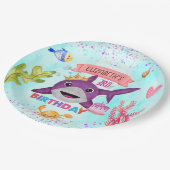 Waterverf Leukste verjaardagshaai verjaardagsfeest Papieren Bordje (Gekanteld)