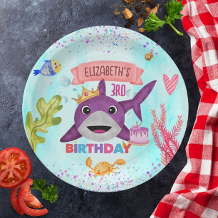 Waterverf Leukste verjaardagshaai verjaardagsfeest Papieren Bordje