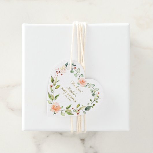 Waterverf levend koraal Baby shower Bedankjes Labels (In situ)