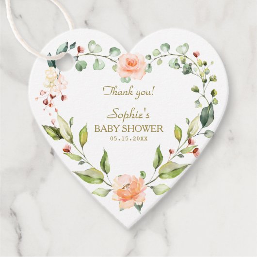 Waterverf levend koraal Baby shower Bedankjes Labels (Voorkant)