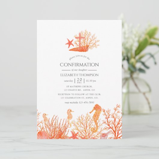 Waterverf levend koraal onder bevestiging van het  kaart (Staand voorkant)