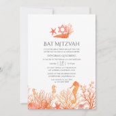 Waterverf levend koraal onder het Zee bat mitzvah Kaart (Voorkant)