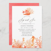 Waterverf levend koraal onder het Zee Sip en zie Kaart (Voorkant / Achterkant)