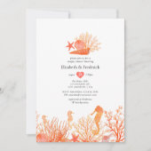 Waterverf Levend Koraal Strand Koppel Bruisfeest Kaart (Voorkant)