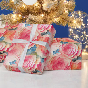 Waterverf Levendig Geschilderde Lente Bloemen Cadeaupapier