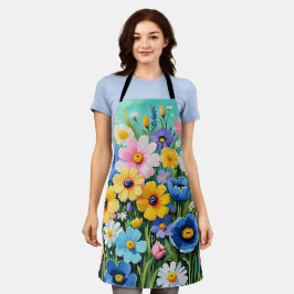 Waterverf Levendig Lentebloemen Patroon Schort