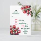 Waterverf levendig rood tulp boeket RSVP Kaartje (Staand voorkant)