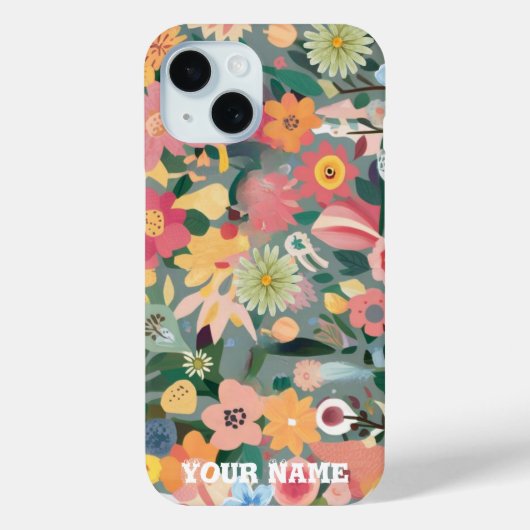 Waterverf Levendige bloementuin Groen en perzik Case-Mate iPhone Case (Achterkant)