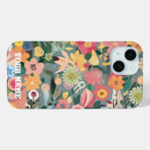 Waterverf Levendige bloementuin Groen en perzik Case-Mate iPhone Case (Achterkant (horizontaal))