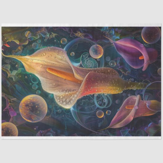 Waterverf Levendige Calla Flowers Decoupage Tissuepapier (Voorkant)