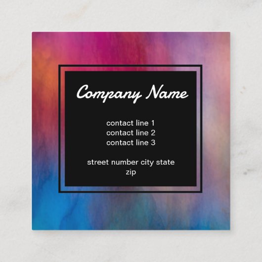 waterverf levendige kleuren artistiek vet modern vierkante visitekaartje (Achterkant)