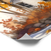 Waterverf Levendige Kust Herfst Vuurtoren Scene Poster (Hoek)