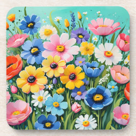 Waterverf Levendige Lente Bloemen Patroon Bier Onderzetter