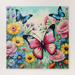Waterverf Levendige Lente Bloemen Patroon Legpuzzel