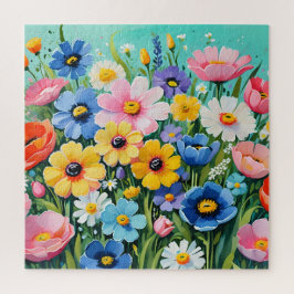 Waterverf Levendige Lente Bloemen Patroon Legpuzzel