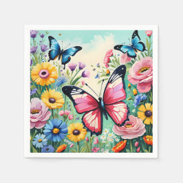Waterverf Levendige Lente Bloemen Patroon Servet
