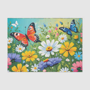 Waterverf Levendige Lente Bloemen Patroon Tissuepapier