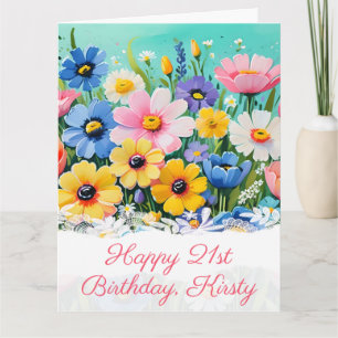 Waterverf Levendige Lente Bloemen Verjaardag Kaart