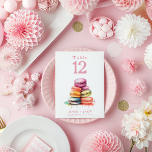 Waterverf levendige macarons Tafelnummerkaart Kaart