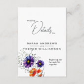 Waterverf Levendige Oranje en Paarse Wildbloemen Informatiekaartje (Voorkant)